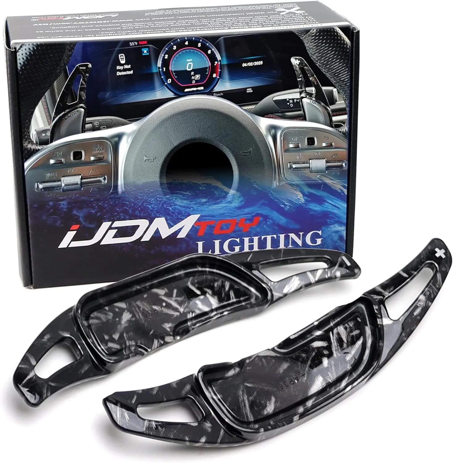 iJDMTOY Forged Caron Fiber Pattern/Style Larger Paddle Shifter Extensions For Mercedes AMG ONLY (A45 C63 E53 E63 S63 CLA45 GLA45 GLB35 GLC43 GLC63 GLE63 G63 G65)