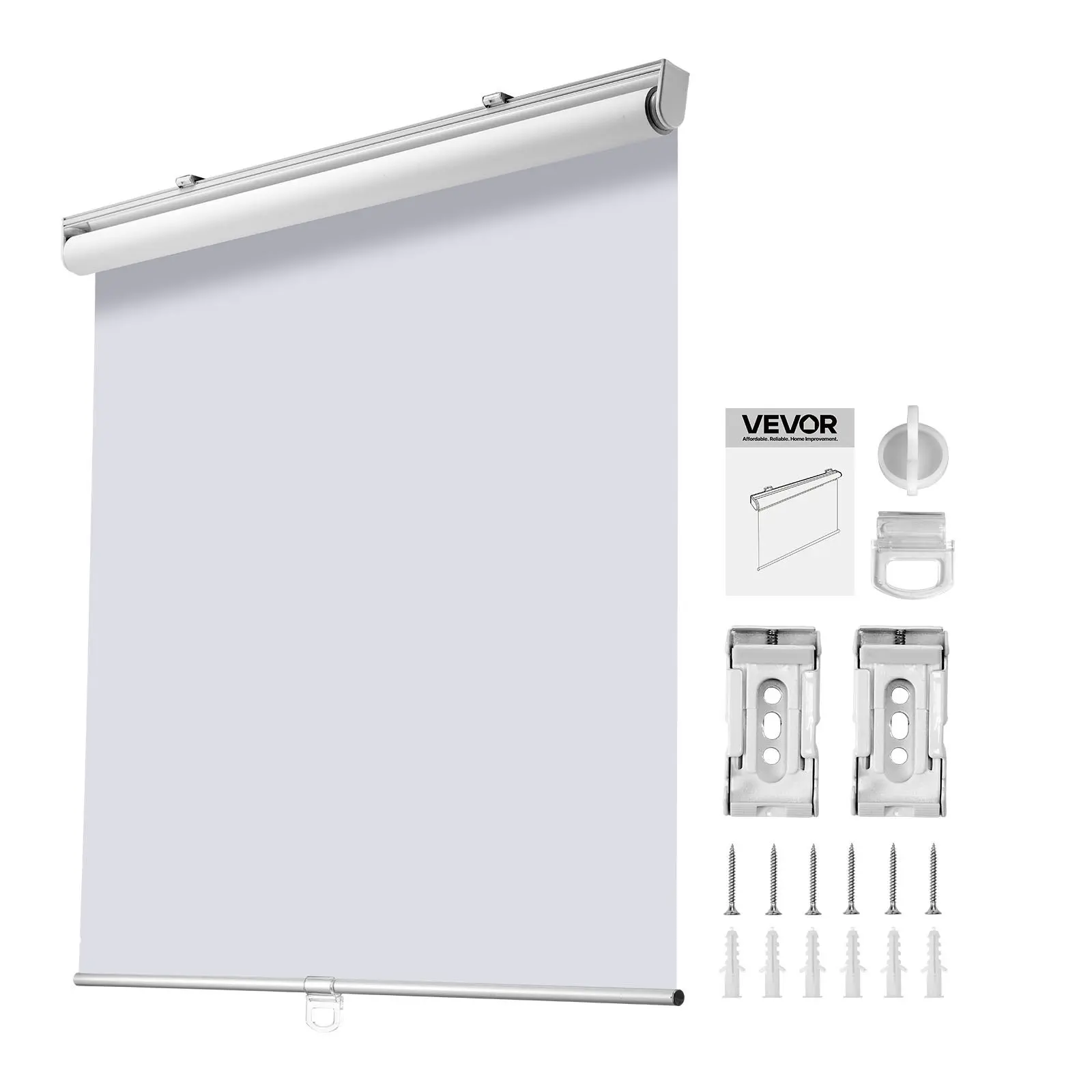 VEVOR Cordless Roller Shades, 34x 72 in, Pull Down Blackout Blinds for Windows Room Darkening, Thermal Insulated, Easy to Install, Blackout Roller Shades for Bedroom, Bathroom, Home, Office, White