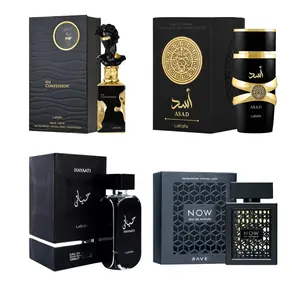 (4pc Bundle Pack) His Confession, Asad, Hayaati + Rave Now Men by Lattafa EDP Spray, 3.4oz