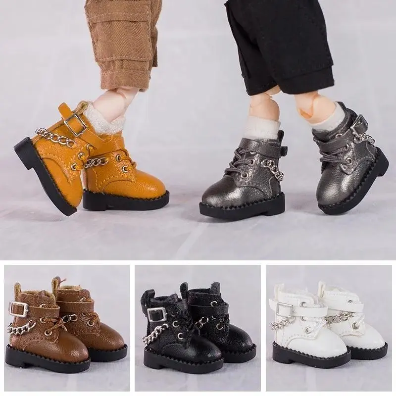 2023 Ob11 Casual Chain Boots Shoes Leather Boots Molly Sister Head Shoes GSC Plain Doll Shoes Doll Accessories 1/12bjd Shoes