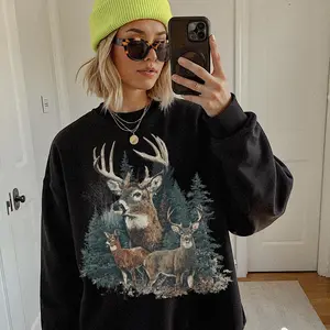 [SALE UP TO 50% + FREE SHIP] - Vintage Deer Sweatshirt Retro 90s Western Graphic Crewneck Cute Country Sweatshirt Oversized Hunting Season Crewneck Country Girl, Sweatshirt for Men & Women