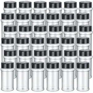 36 pcs Plastic Spice Jars with Shaker Lids Clear Seasoning Containers Spice Bottles with Lids Labels for Kitchen Storing Herbs Seasoning Powders Pepper Dry Goods