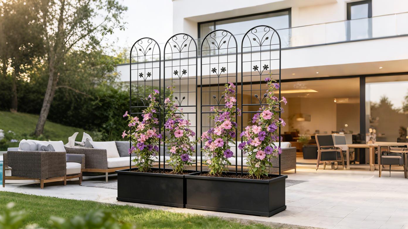 2/4 Pack Rustproof Metal Garden Trellis 86.7"x19.7" for Climbing Plants, Outdoor Flower Support