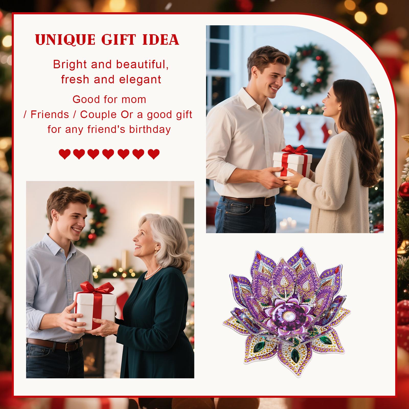 Handmade Diamond Art Painting Lotus Candle Holder Kit ,Candle Tray DIY Kit,Aromatherapy Decor,Romantic Ambience Home Living Room Ornament,Living Room Accent Stress Relief Finds,No Candle Included