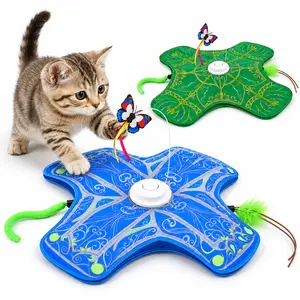 Interactive Cat Toy for Indoor Cats, Automatic Hide-and-Seek Toy with Moving Butterfly & Hidden Feather Tail, USB Rechargeable Cat Enrichment Toy for Kittens
