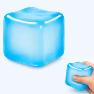 Ice Cube Squishy Fidget Toy, Slow-Rising Sensory Stress Cube for Relief & Focus, Desk Fidget for Adults (Blue)