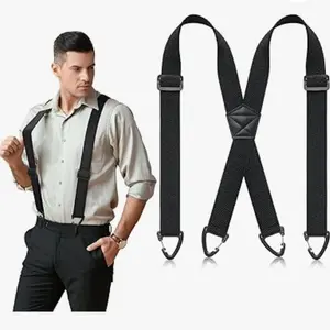 Suspenders for Men Heavy Duty, X Back Hidden Suspender 1.5" Under Clothing, Adjustable Work Suspenders for Men Women
