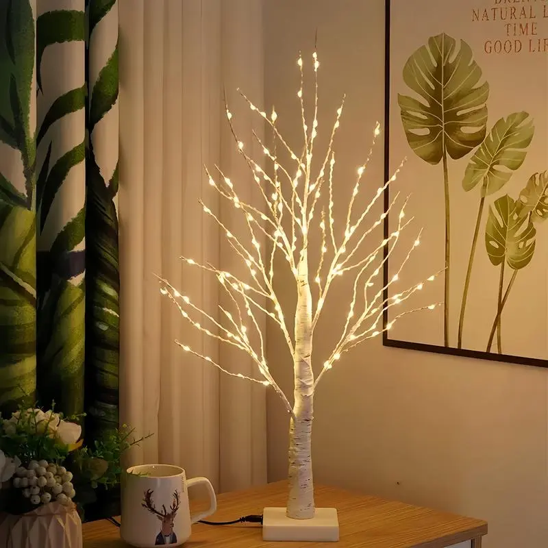 2pcs Birch Tree With LED Lights, Indoor Wedding, Birthday Gift Decoration, Artificial Tree Branches With Lights Pre-Installed Branches Battery Operated Desktop Centerpieces Home Party Decorations, Garden, Living Room,.valentine's day decor.