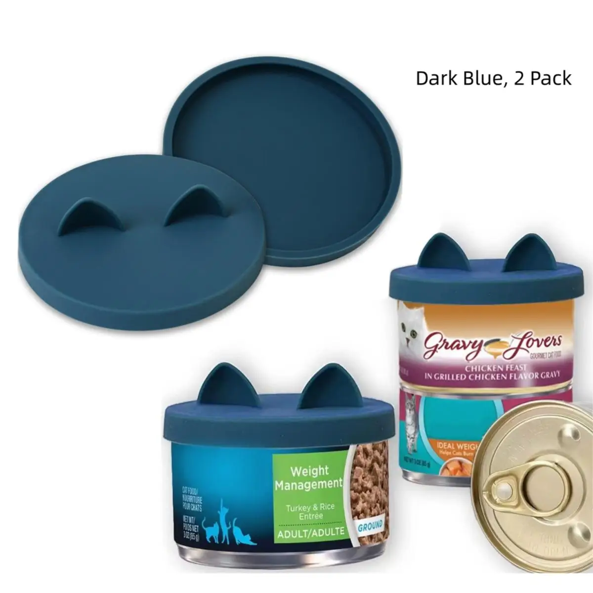 Silicone Cat Food Can Lid, 2 Counts/set Pet Food Can Cover, Pet Feeding Supplies, Pet Food Can Supplies, Medium Size Collapsible Jar Lid for Cat Food