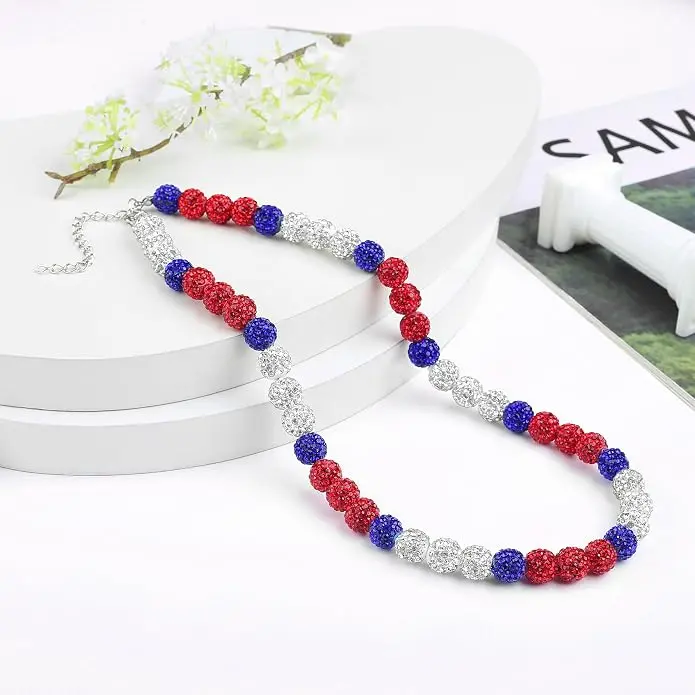 Ice Beaded Baseball Necklace with Sparkling CZ, Rhinestone Accents, Unisex Athlete-Inspired Bling, Fashion Cool Accessories, Costume Jewelry Gift