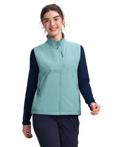 Pioneer Camp Women's Lightweight Softshell Vest Windproof Sleeveless Jacket with Zip Pockets for Running Hiking Fishing