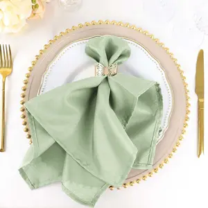 5 Pack Polyester Napkins 20"x20" Sage Green - Durable & Wrinkle Resistant Dinner Napkins