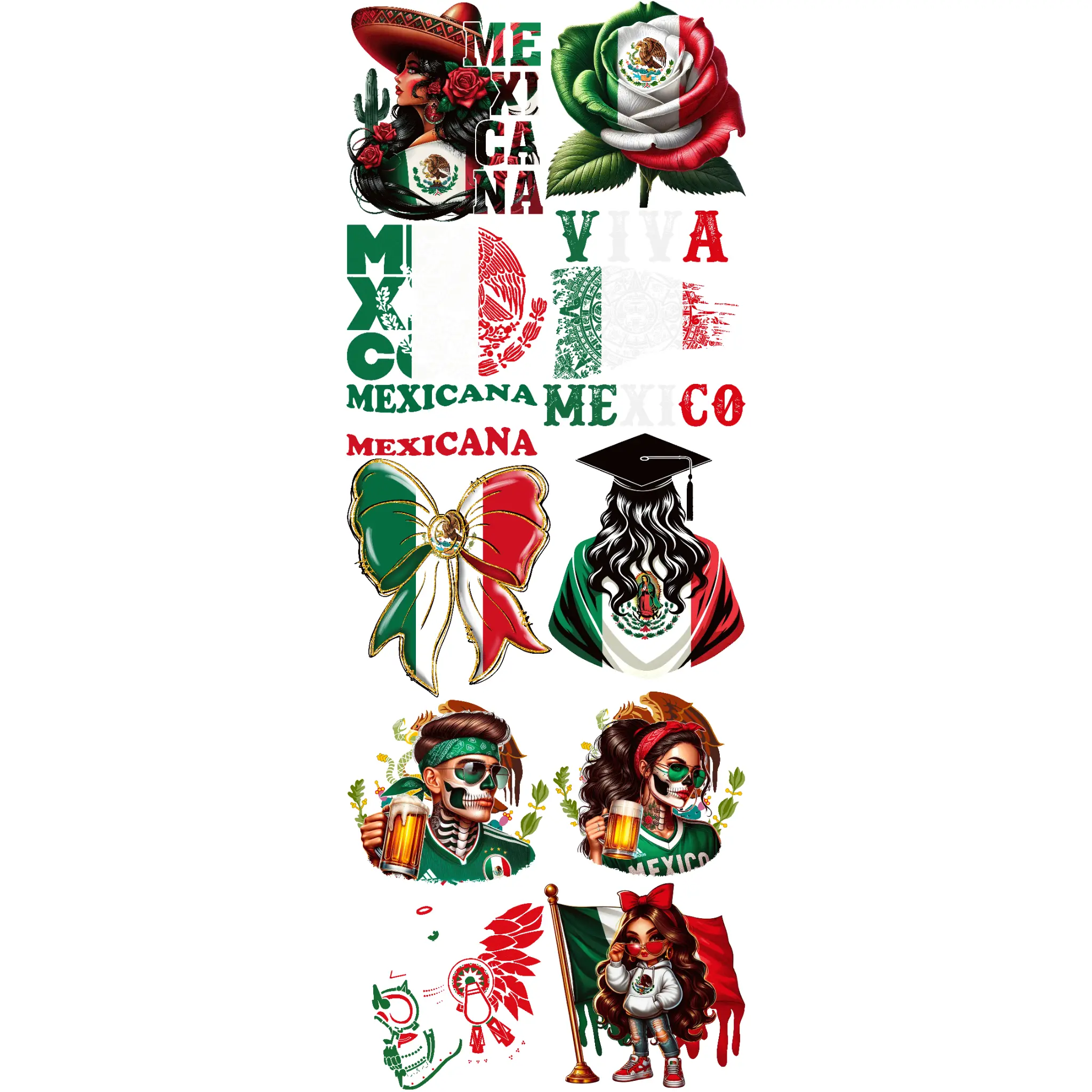 Mexicana 2 - DTF Heat Transfer Prints - Premade, Iron On, Ready to Press, Quick Shipping, Cultural Art for Mexican Pride DIY Craft Supplies, Crafts Decorations