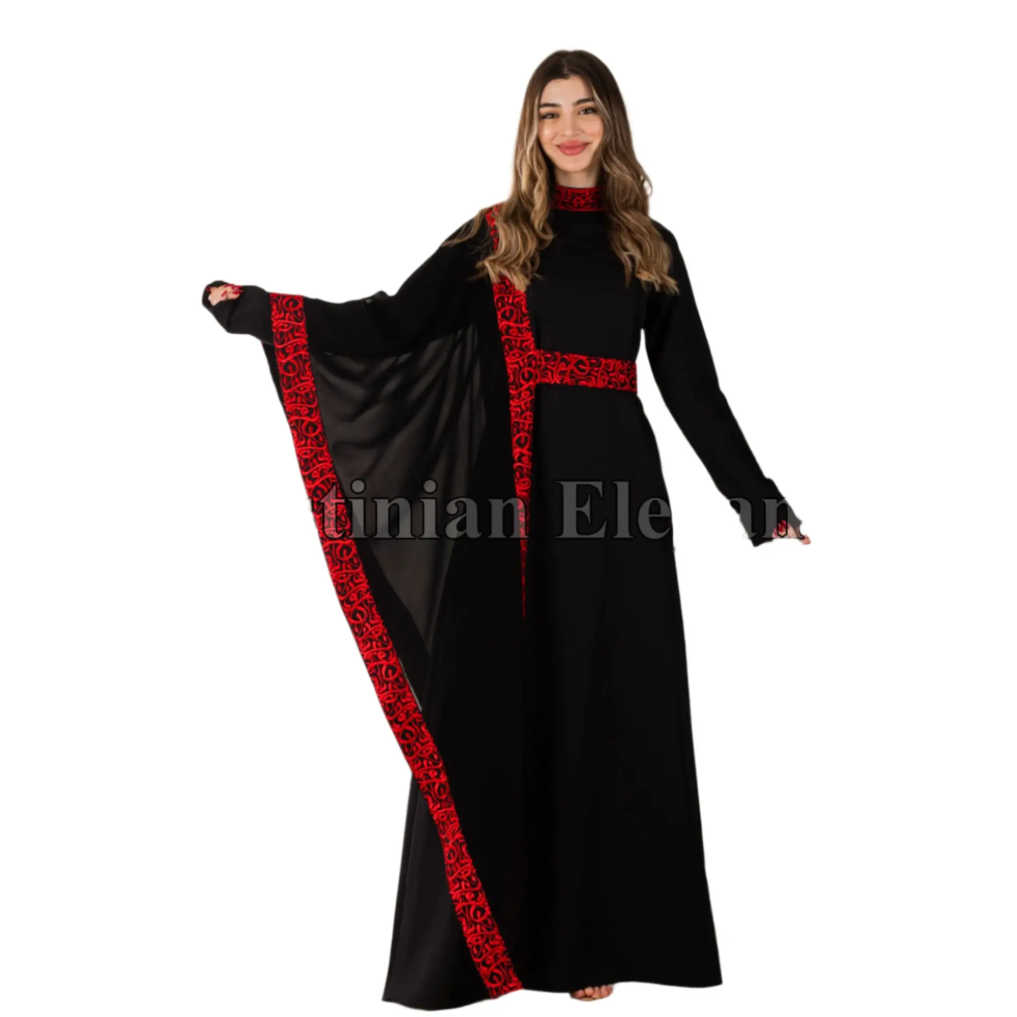 Embroidered Arabic Letters Abaya | Elegant Cultural Dress