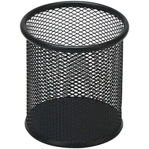 HSYMQ Black Pen Holder Cup for Desk, Pencil Cup Holder, Black Wire Mesh Pen Cup for Desk Office Pen Organizer