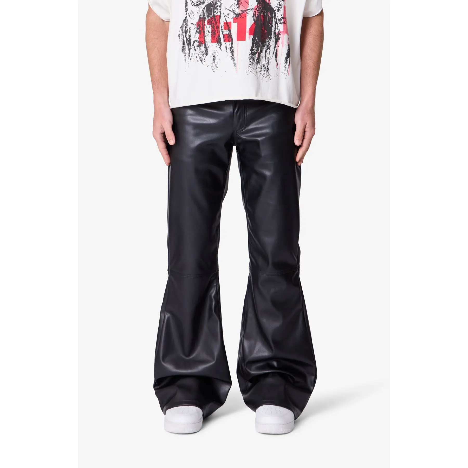 mnml Leather Flare Pants - Black - TikTok Shop