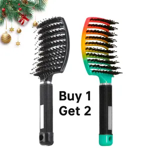 Buy 1 Get 2! Webeauty Curved Vented Paddle Brush | Faster Blow-Drying & Detangling for Women & Men | Pro Styling for Wet, Curly, Thick, Straight Hair (Black + Colorful)