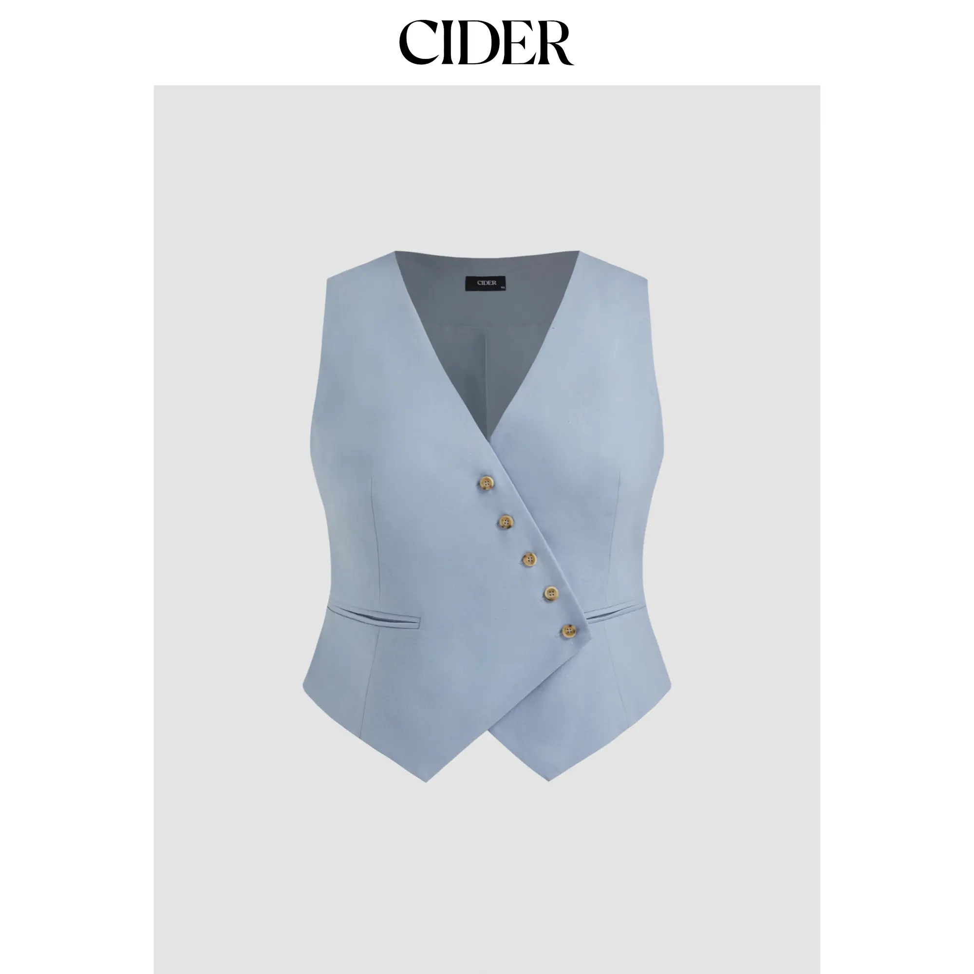 Cider Women's Plus-Size Curve Cut 2-Piece Outfit for Ladies (0-26, 2XL-20/22, 3XL, 8 Colors) - Plain Sleeveless Rayon Tank Top, Casual Medium-Length Non-Stretch Linen-Blend V-Neck Button Vest, Basic, Machine Washable, Lady