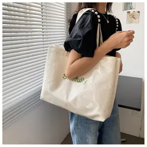 Trendy Tote Bag with Letter Print - Stylish Clear Shoulder Bag for Travel & Outings