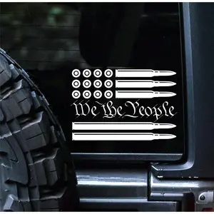 We The People Bullet Flag Vinyl Car Decal Sticker Constitution |   Cars Trucks Vans Walls Laptop |   White |   6 inches |   SGD 000105