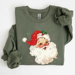 Retro Santa, Red Christmas Sparkles, Vintage, Winter, Snow, Xmas Sweatshirt, Women's Crew Neck, Crewneck