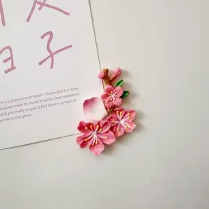 Mini Cherry Blossom Refrigerator Magnets, Oval Magnetic Set, Decorative Plant Magnets for Room, Office, Kitchen, Holiday Decoration Gifts