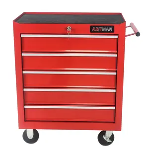 5 Drawer Tool Chest, Tool Storage Cabinet for Garage Storage with 4 Wheels and Locking System, RED