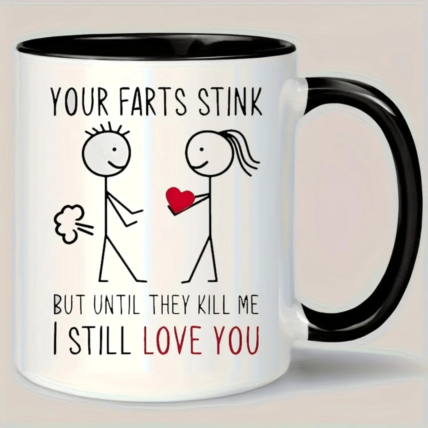 Fun "Your an Stinks" Love Cup-11oz Ceramic Coffee Cup, Special for Lovers, Perfect Anniversary and Valentine's Day Gift, Double-Sided Design, Reusable Beverage Container