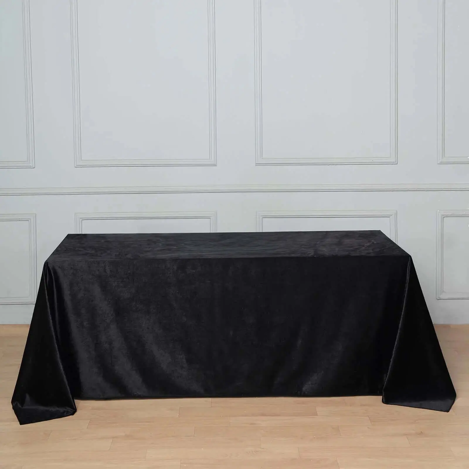 Premium Velvet Rectangle Tablecloth, 90"x132" Black - Soft Textured, Luxe Seamless Reusable Table Cover for Events, Convention Centers, Anniversaries, Birthdays, Parties