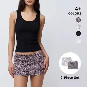 OQQ-Nine cents  2-in-1 Mini Skirt with Anti-Chafe Safety Shorts - A-Line Skirt for Y2K & Daily Streetwear