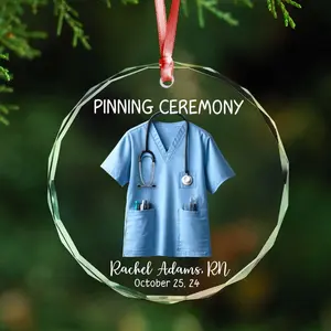 Pinning Ceremony Ornament, Personalized Scrubs Nurse Ornament, Healthcare Workers, Doctor Gift For Co-worker, RN Keepsake, BSN Costume Gift
