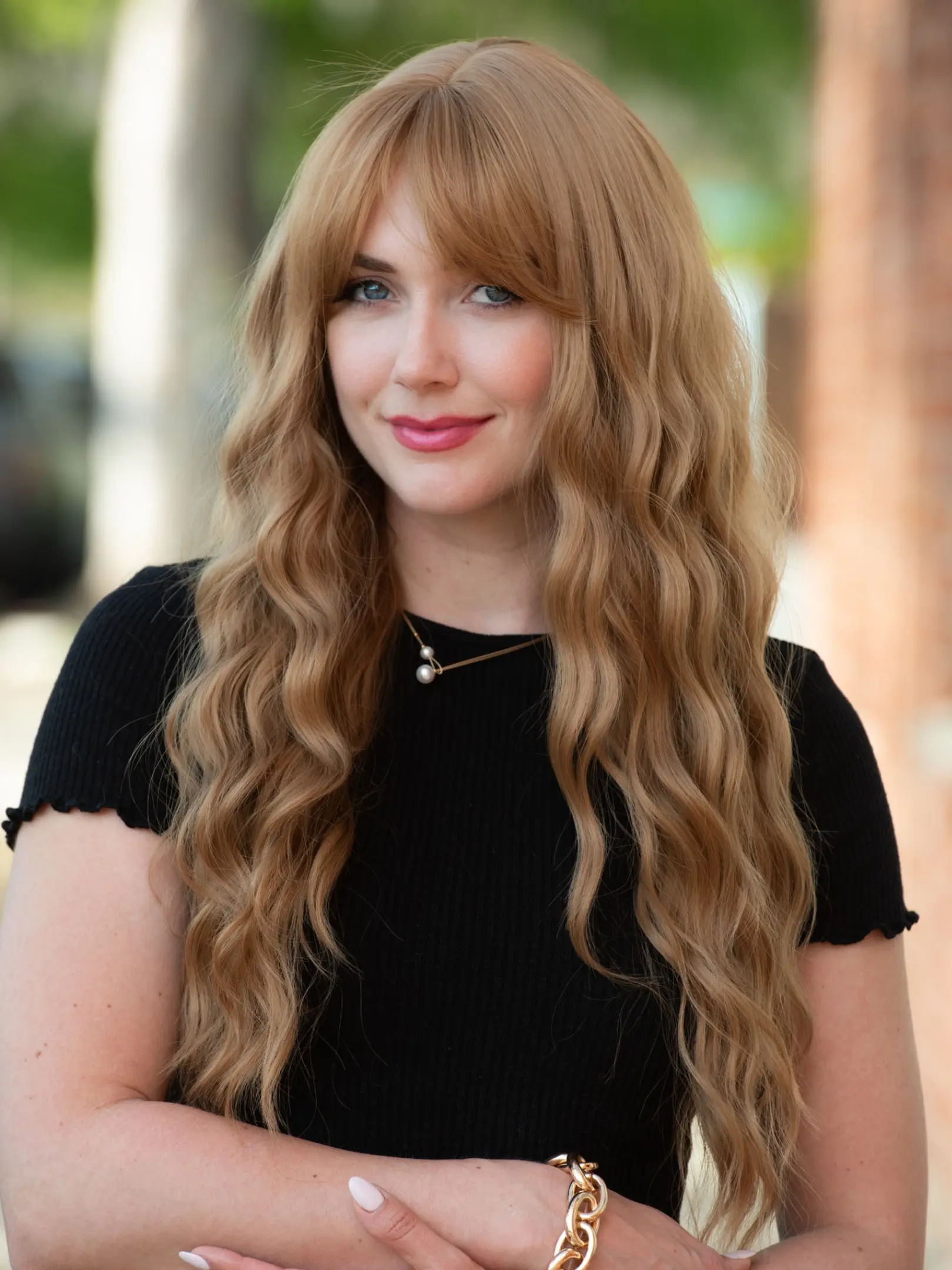 Amelie Her Wig Closet Strawberry Blonde Long Wavy Wig with Bangs