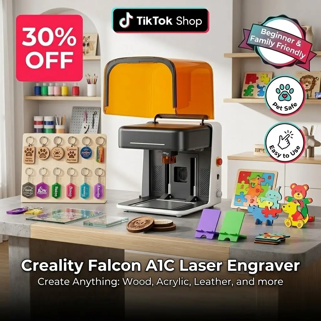 Creality Falcon A1C Basic Laser Engraver (No AI Camera) - Beginner-Friendly, 15000mm/min High Speed, 150×150×148mm Working Area, Home-Friendly Size, Ideal First Engraver for Home Use