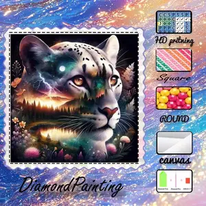 1pc - 5D DIY Velvet Diamond Painting Kit, optional AB Diamond, Fairy Dust Diamond, Crystal Diamond - Leopard, Forest, Lightning - Diamond Embroidery, Embroidered Design, special craft diamond art set, wall decor, gift for family, loved ones, friends.