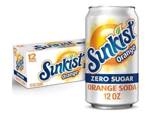 Sunkist Zero Sugar Orange Soda, 12 fl oz cans, 12 pack
