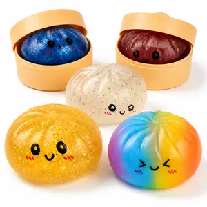 Shiny Soft Dumpling Set with Steamer, Stress-Relief Squeezing Dough, Mysterious Fidget Item for Slime & Novelty Toy Enthusiasts
