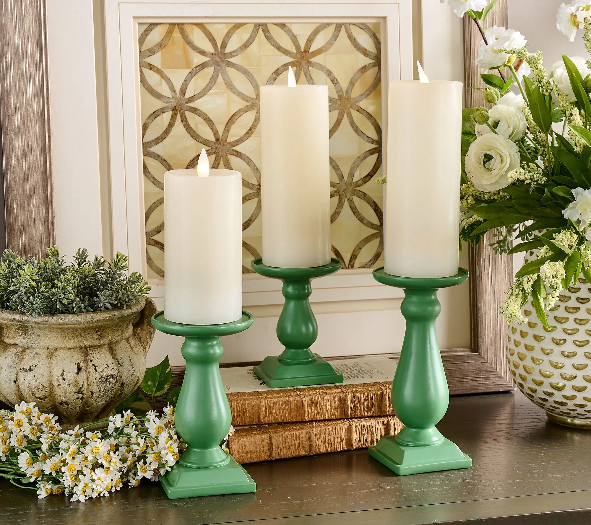 Set of 3 Flippable Pedestal Candleholders by Valerie Set of 3 Flippable Pedestal Candleholders by Valerie