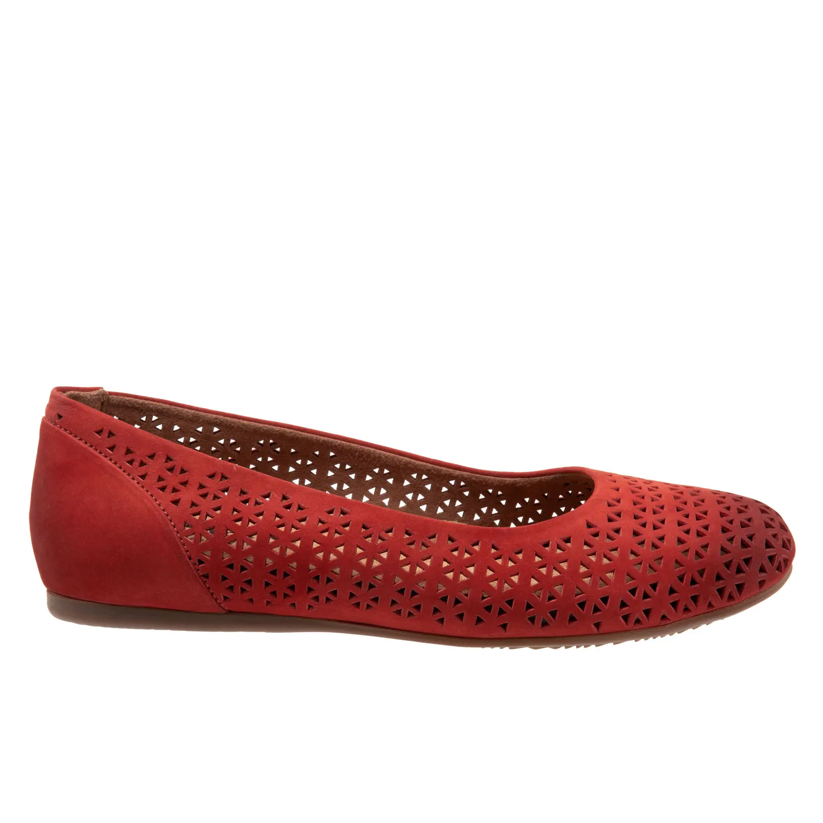Softwalk Sonoma S1862-653 Womens Red Narrow Leather Ballet Flats Shoes
