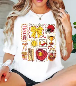 Softball Mom Shirt, Softball Mama Gift, Game Day Softball Tee, Girly Softball Tee, Softball Sister T-Shirt, Retro Sports Top