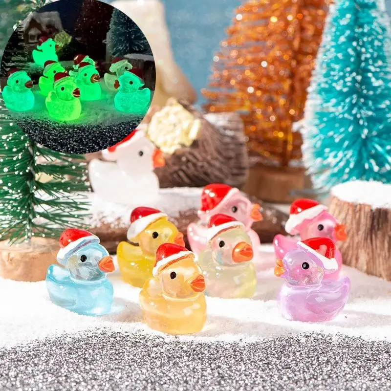 Mini Cartoon Duck Decorative Ornament, 20pcs/50pcs Luminous Duck Decoration, DIY Handmade Resin Accessories, Micro Landscape Decoration, Fish & Aquati