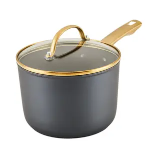 3 Quart Ceramic Nonstick Saucepan with Lid - Black