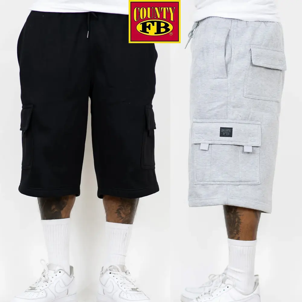 FB County Men's Heavyweight Fleece Cargo Shorts Relaxed Fit Menswear