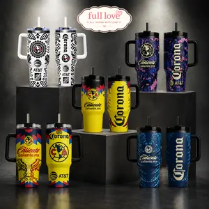 [Collection] Retro Mexico Soccer Club America Inspired 20oz & 40oz Stainless Steel Tumbler, Double-Wall Vacuum Insulated Travel Mug with Handle & Straw, BPA-Free Fan Drinkware Gift, Fan Gift for Game Day, Eco-Friendly