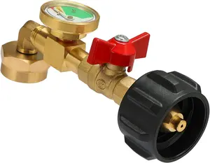 Upgraded Propane Refill Adapter with Valve and Gauge, for Filling 1lb Bottles from a 20lb Tank, Fits QCC1/Type1 Propane Tanks and 1lb Disposable Cylinders, Solid Brass