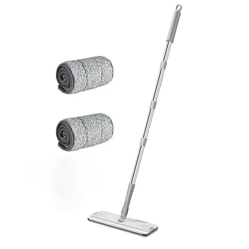 360 ° Rotatable Flat Mop Set, 1 Set Including 1 Count Mop & 2 Counts Cloth Replacement Pad, Household Cleaning Tool, Floor Cleaning Tool, Flat Mop System