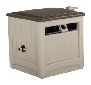 Suncast 7494263 225 ft. Smart Tube Wheeled Hideaway Hose Cabinet, Beige