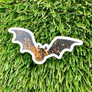 Orange Splatter Paint Bat Stickers | Bat | Orange Splatter Paint Bat Stickers | Decorative Halloween | Glossy | Vinyl