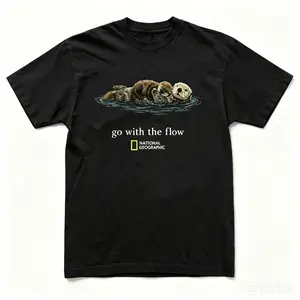 National Geographic Men's "Go with the Flow" Casual Short-Sleeve Round Neck T-Shirt - Stylish Classic Stretch Top, Unisex Day Wear, Comfortable Fabric, Perfect Fit, Ideal Gift