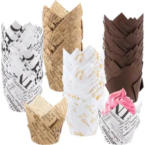 200 count  Cupcake Liners, Baking Paper Cups with 4 Designs, Muffin Baking Liners, Mini Floral Cupcake Wrappers for Party, Wedding, Bridal Shower