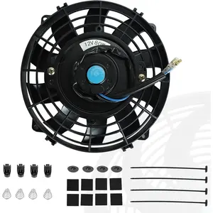 7 inch Universal Slim Fan Push Pull Electric Radiator Cooling 12V Mount Kit Black